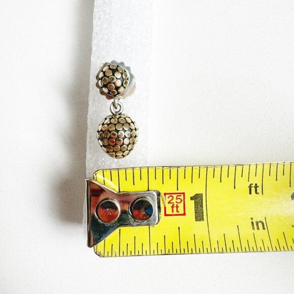 John Hardy Vintage 925 Silver 18K Yellow Gold Dot Oval Drop Pierced Earrings - Picture 6 of 7